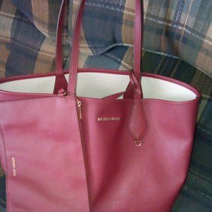 Michael Kors burgundy leather shoulder bag with wallet